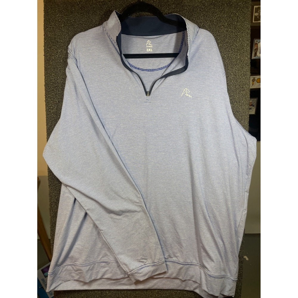 Rhoback Pullover Mens 3XL Blue Striped Performance Quarter Zip New With Tags